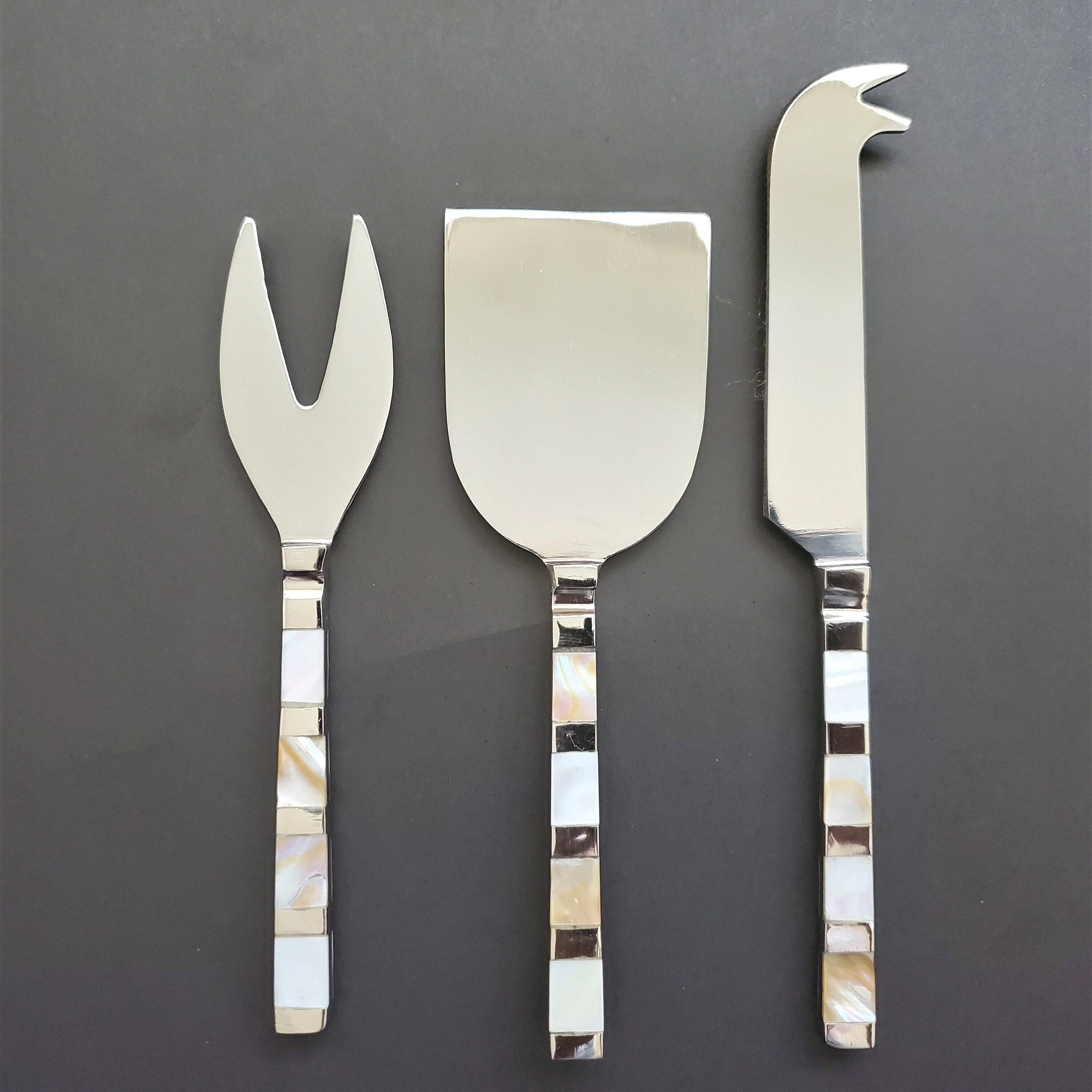 3 Piece Cheese Knife Set - Mother of Pearl Inlay - Gift Box