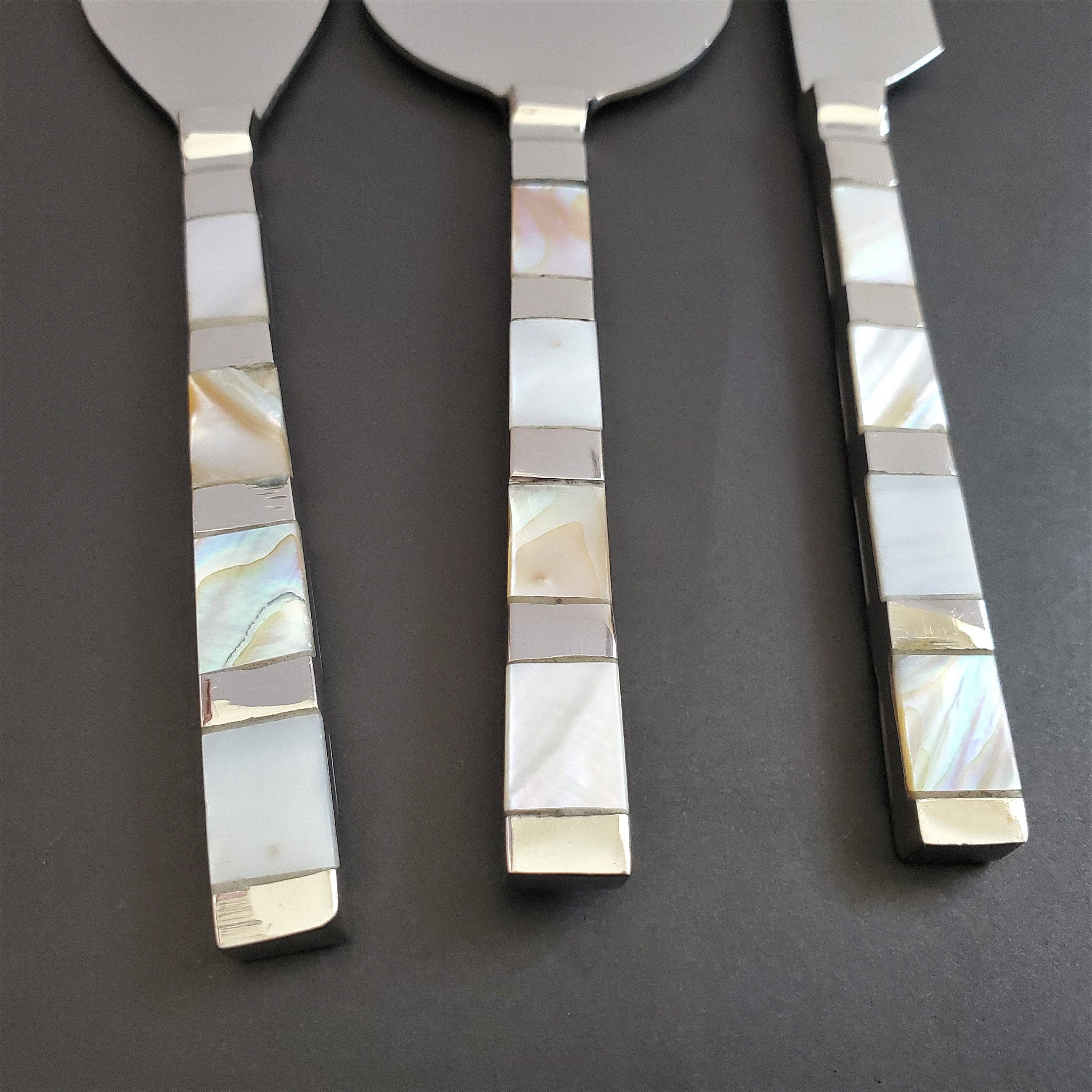 3 Piece Cheese Knife Set - Mother of Pearl Inlay - Gift Box - Image 3