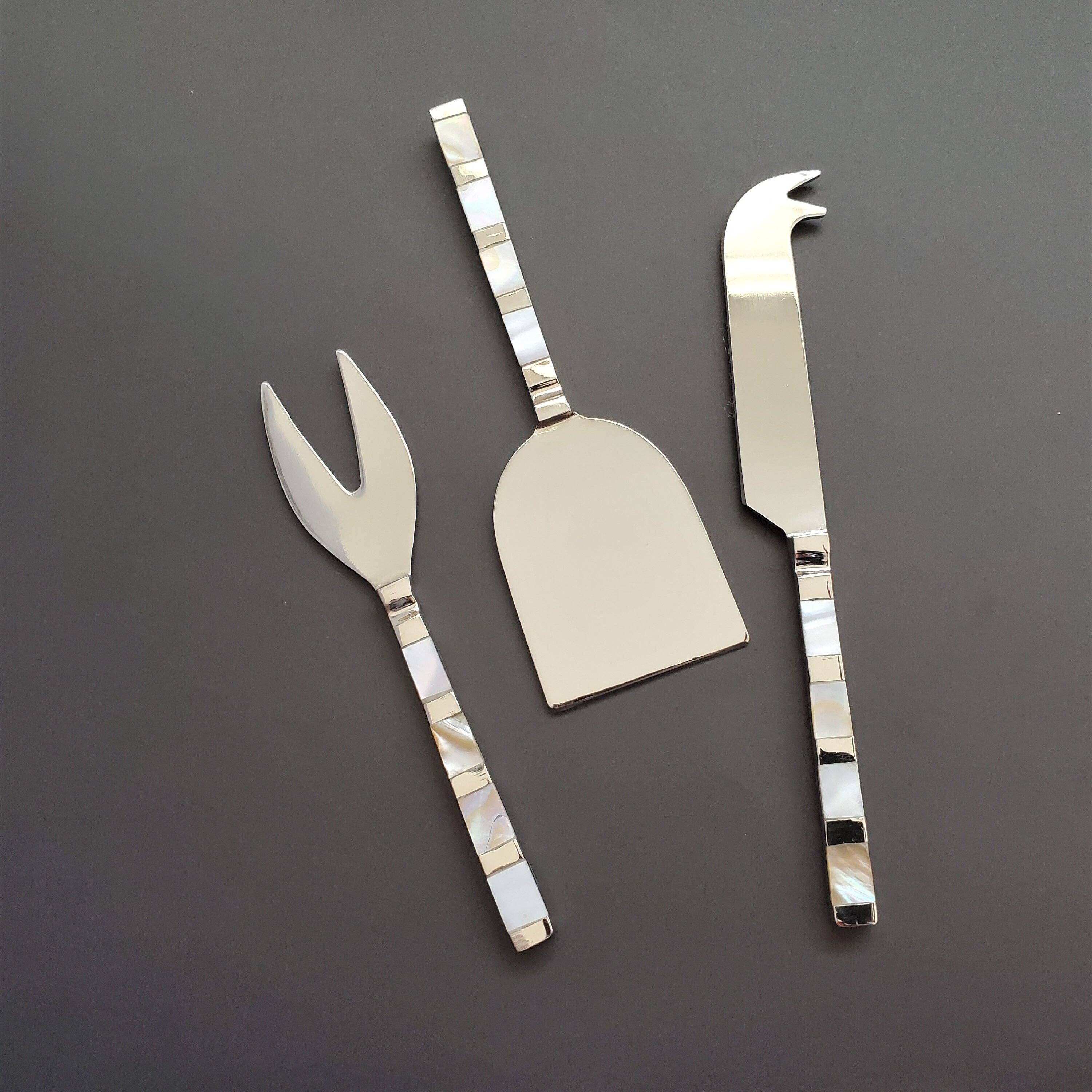 3 Piece Cheese Knife Set - Mother of Pearl Inlay - Gift Box - Image 4