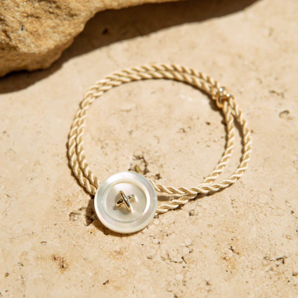 Button Mother of Pearl Silk Bracelet - Image 3