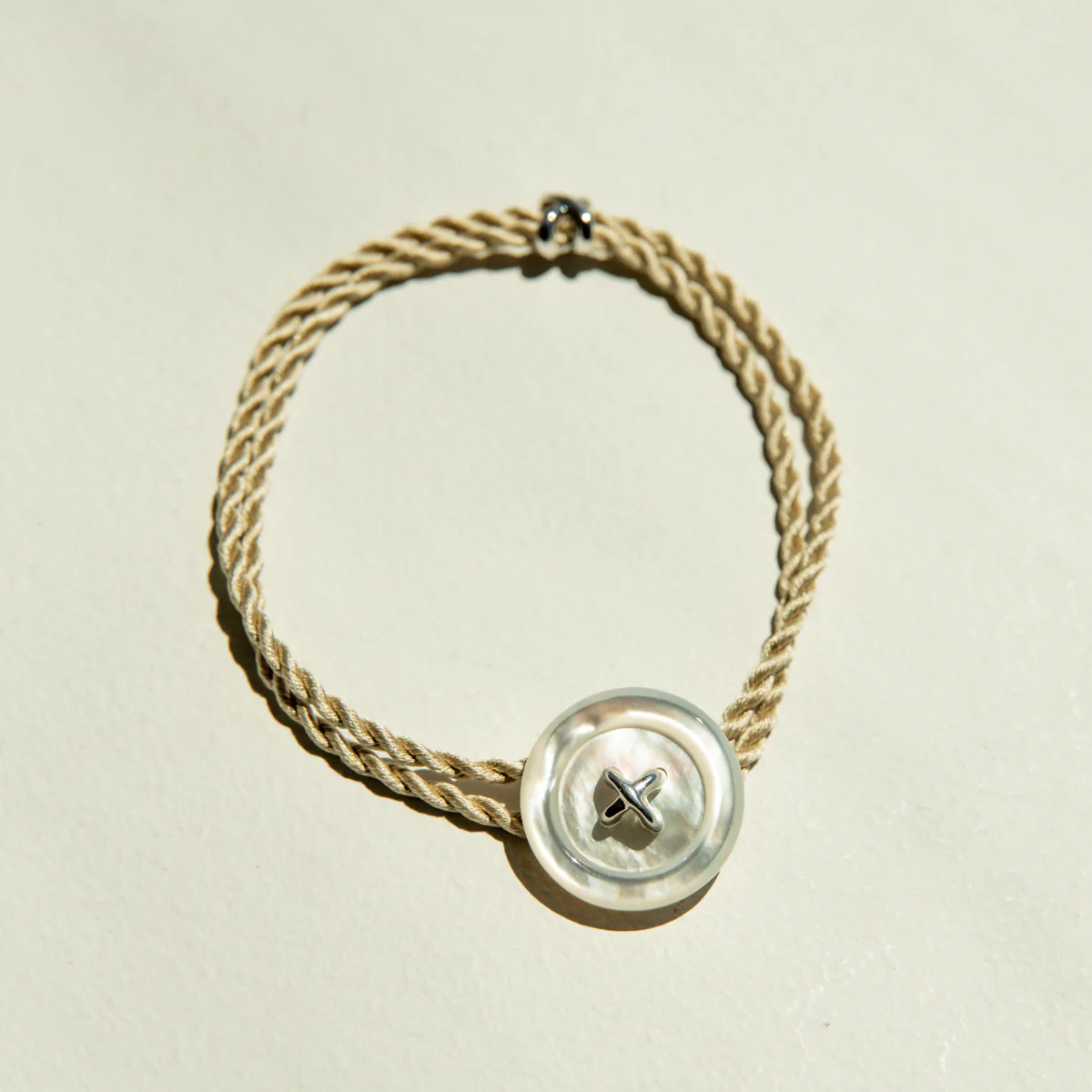 Button Mother of Pearl Silk Bracelet - Image 5