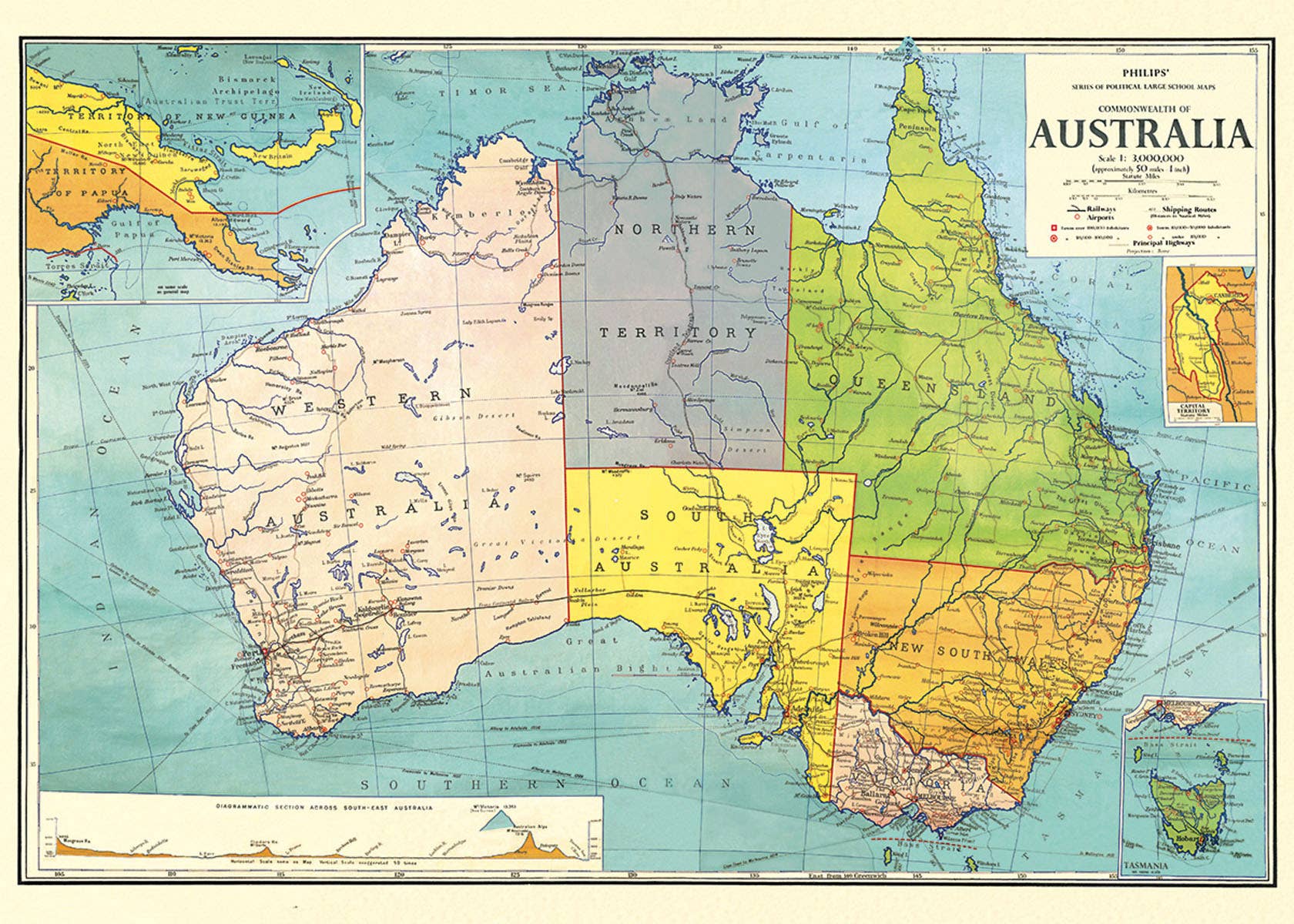Cavallini Poster/Gift Wrap - Map Australia 3
