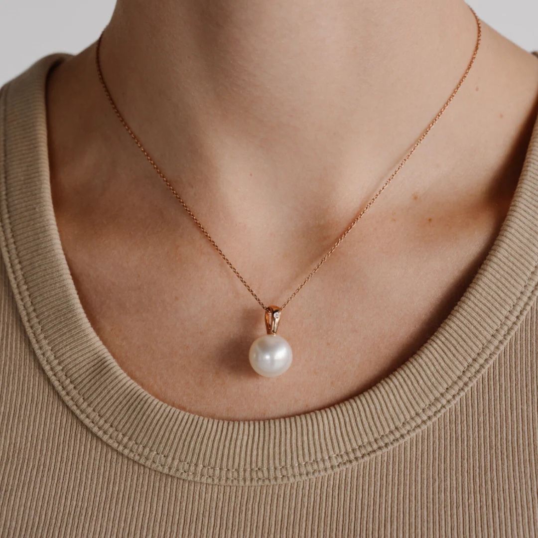 Cocos Diamond Pendant Australian South Sea Cygnet Bay Round 13mm B1 Diamond 0.05ct H/SI - Image 2