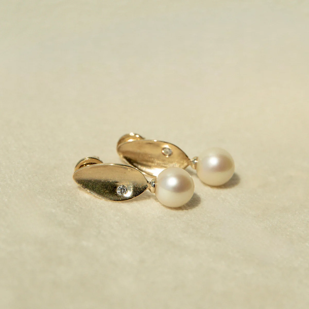 Dew Drop Studs Australian Akoya Broken Bay 6.5mm AAA Diamonds 2=0.05ct H/SI 9ct Yellow Gold - Image 2