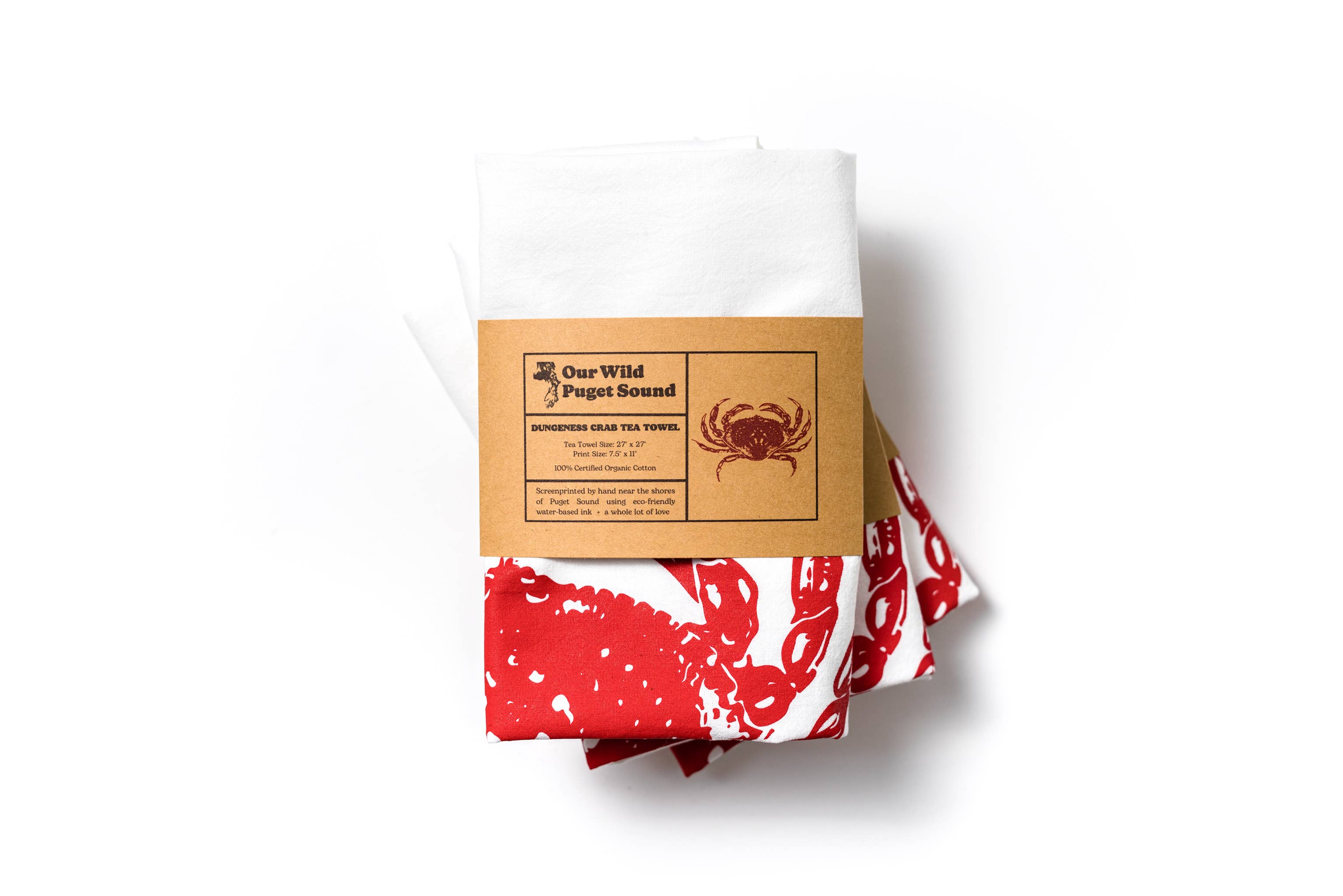 Dungeness Crab Organic Cotton Printed Kitchen Tea Towel - Image 3
