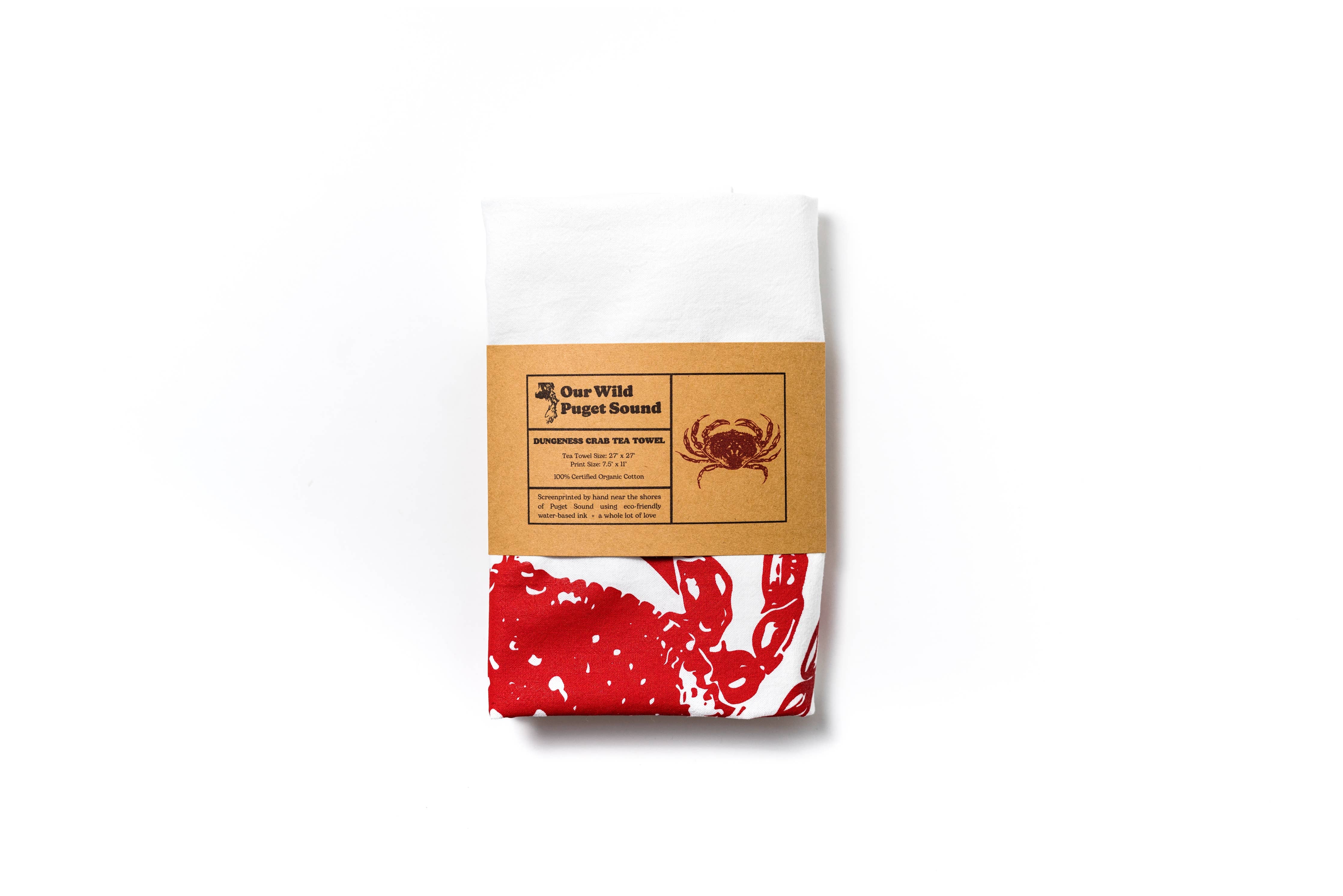 Dungeness Crab Organic Cotton Printed Kitchen Tea Towel - Image 4