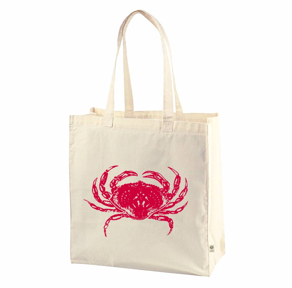 Dungeness Crab Red Printed Organic Cotton Tote Bag