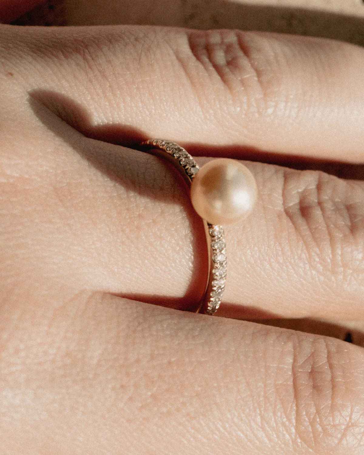 Provenance Diamond Open Ring Australian Akoya Broken Bay 7.5mm AAA Dia 1=0.21ct G/SI Size Q 9ct Yellow Gold - Image 3
