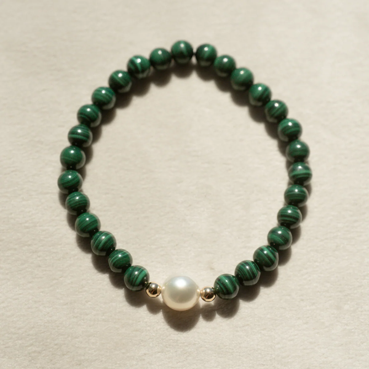 Malachite Bracelet Australian South Sea Cygnet Bay Near Round 8.5mm B1 17cm 14ct Yellow Gold - Image 4