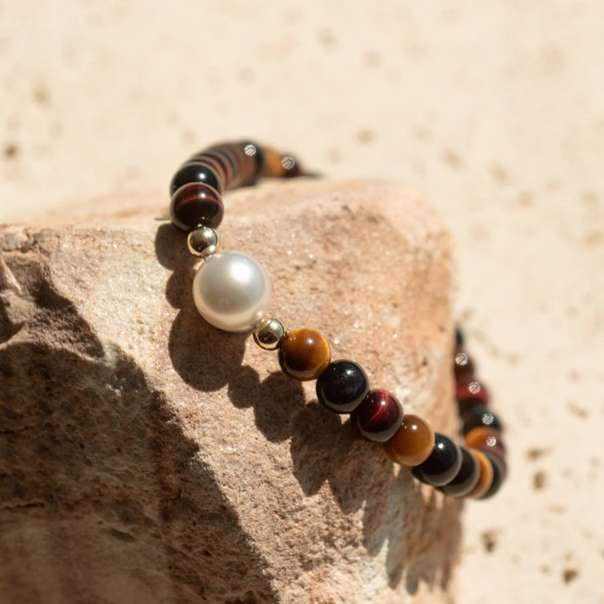 Tiger Eye Bracelet Australian South Sea Cygnet Bay Near Round 8.5mm B1 17cm 14ct Yellow Gold - Image 3