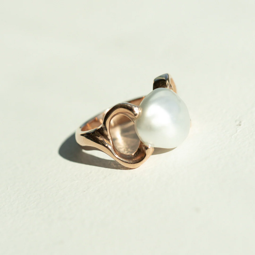 Keepsake Ring Australian South Sea Cygnet Bay Keshi 11mm A #N 1/2 18ct Rose Gold - Image 3