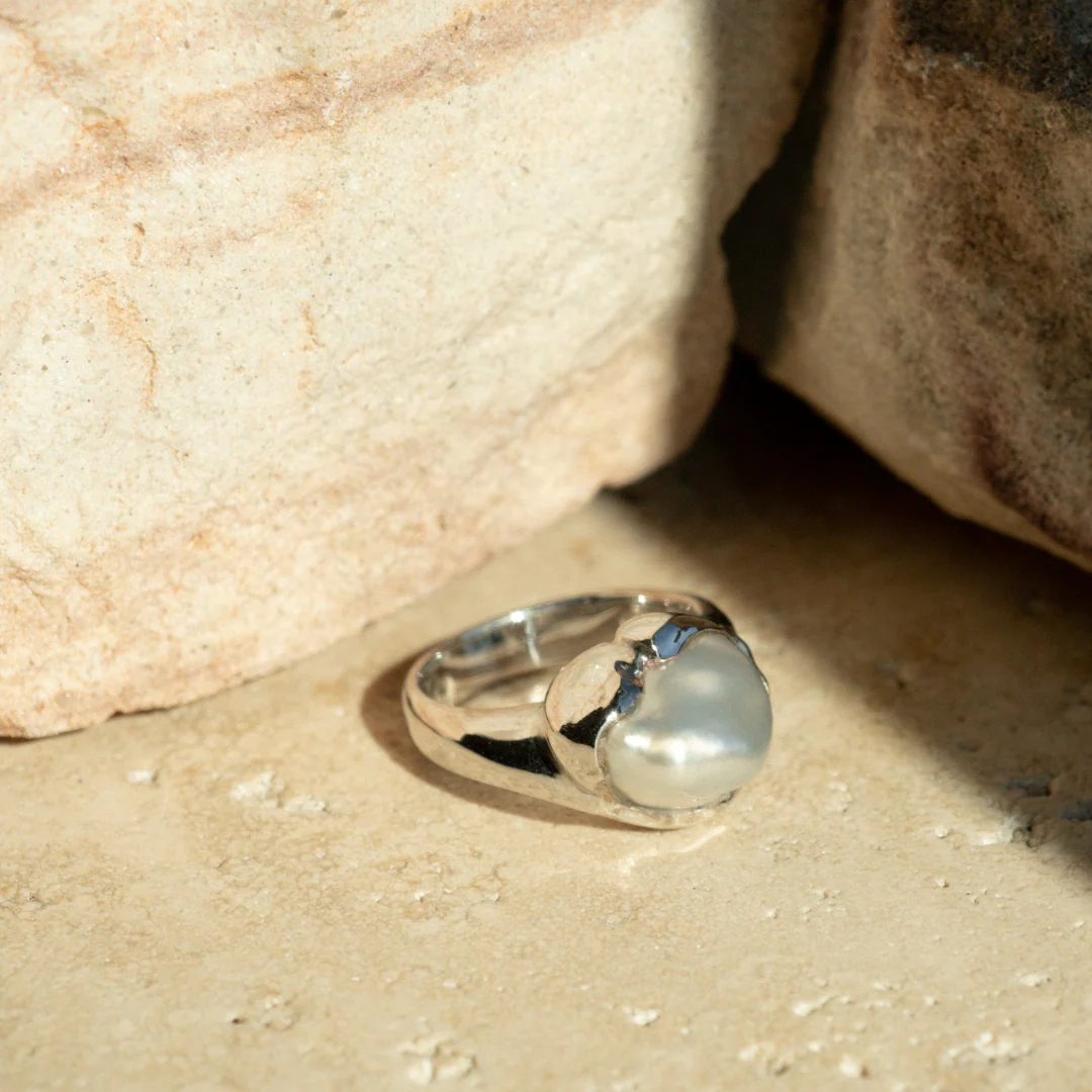 Keepsake Ring Australian South Sea Cygnet Bay Keshi 11mm A #P 1/2 18 White Gold - Image 3
