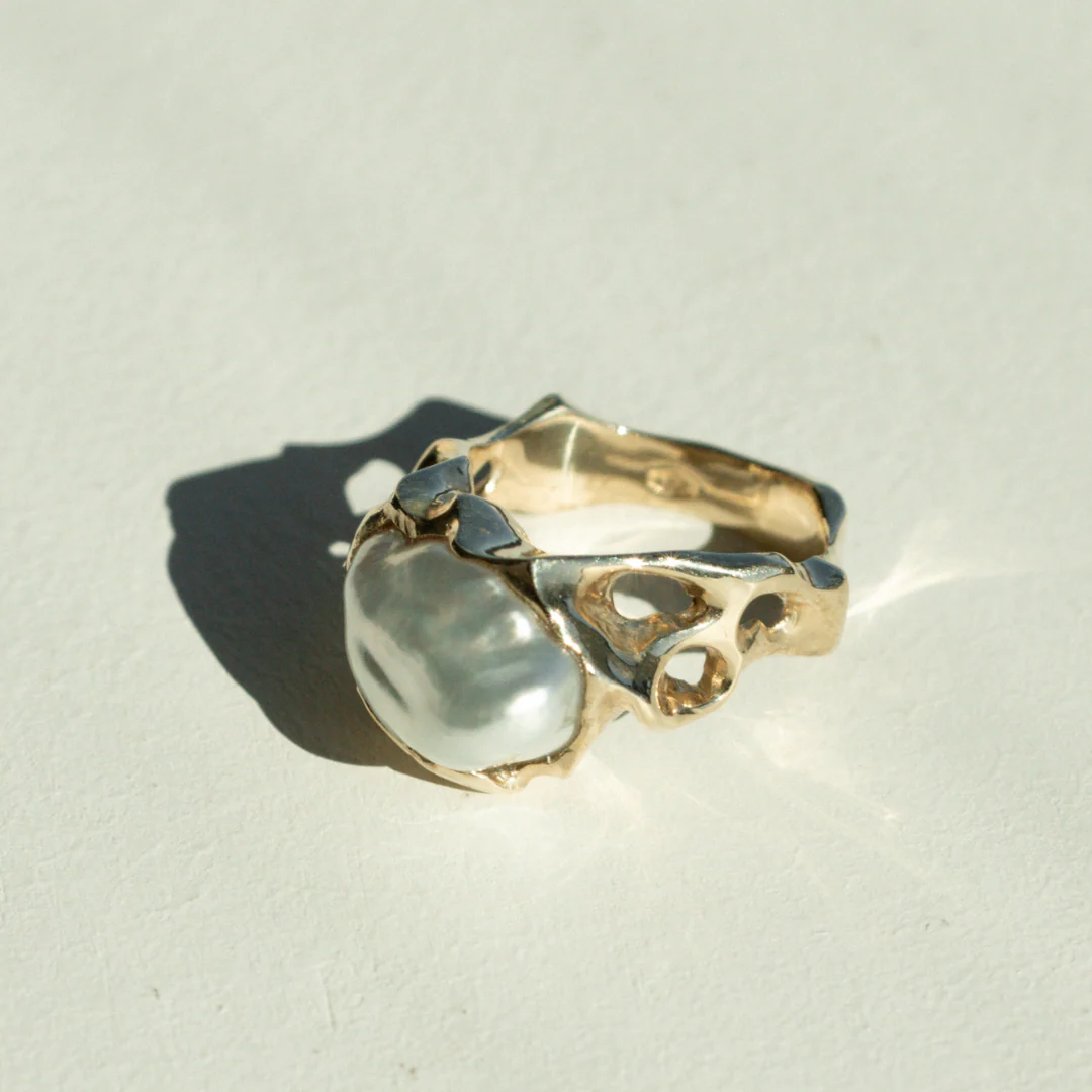 Keepsake Ring Australian South Sea Cygnet Bay Keshi 11mm A #P 9ct Yellow Gold - Image 3