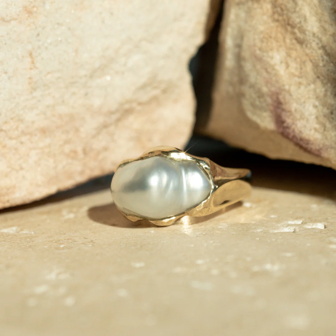 Keepsake Ring Australian South Sea Cygnet Bay Keshi 11mm A #Q 9ct Yellow Gold - Image 3