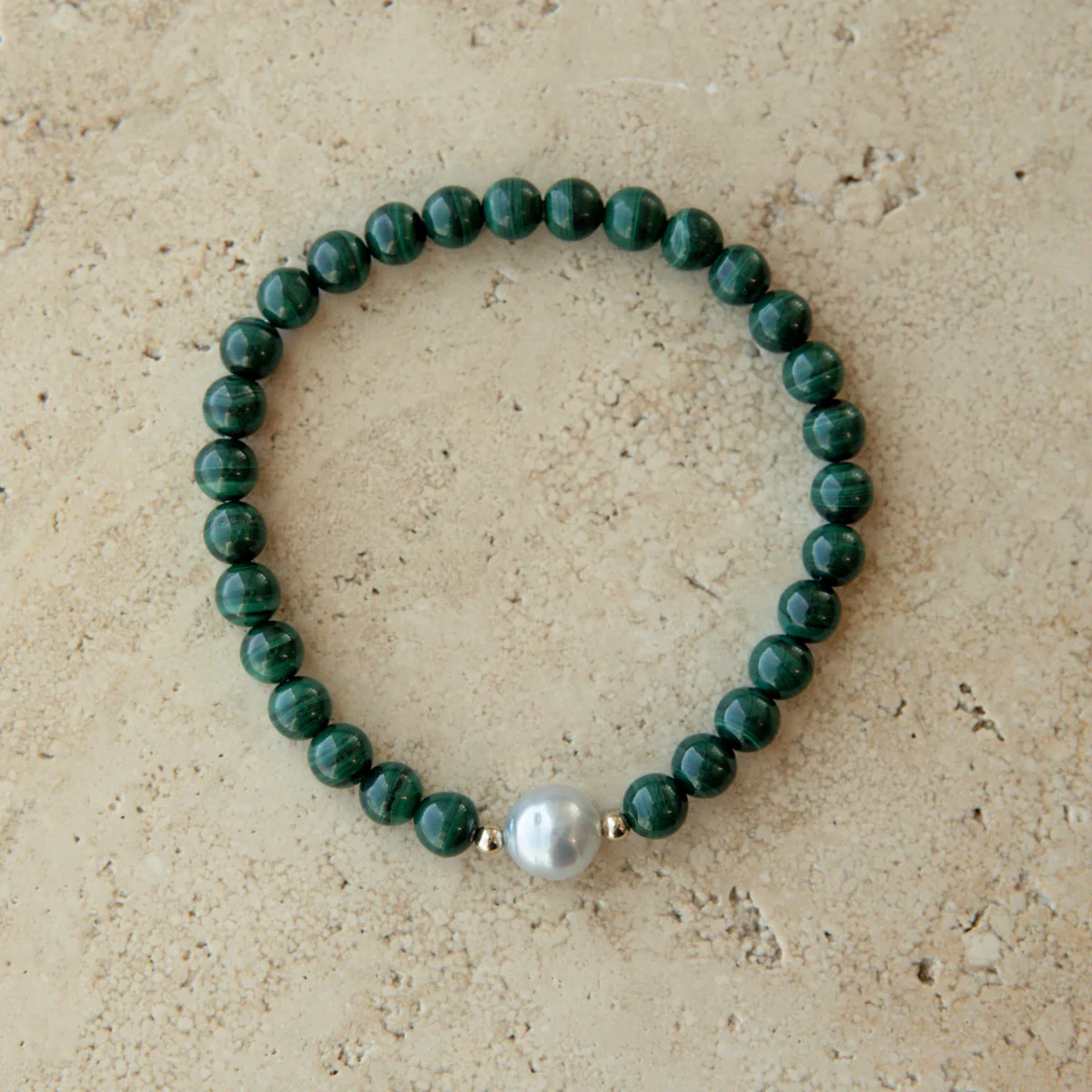 Malachite Bracelet Australian South Sea Cygnet Bay Circle 9mm B1+ 17cm 14ct Yellow Gold - Image 4