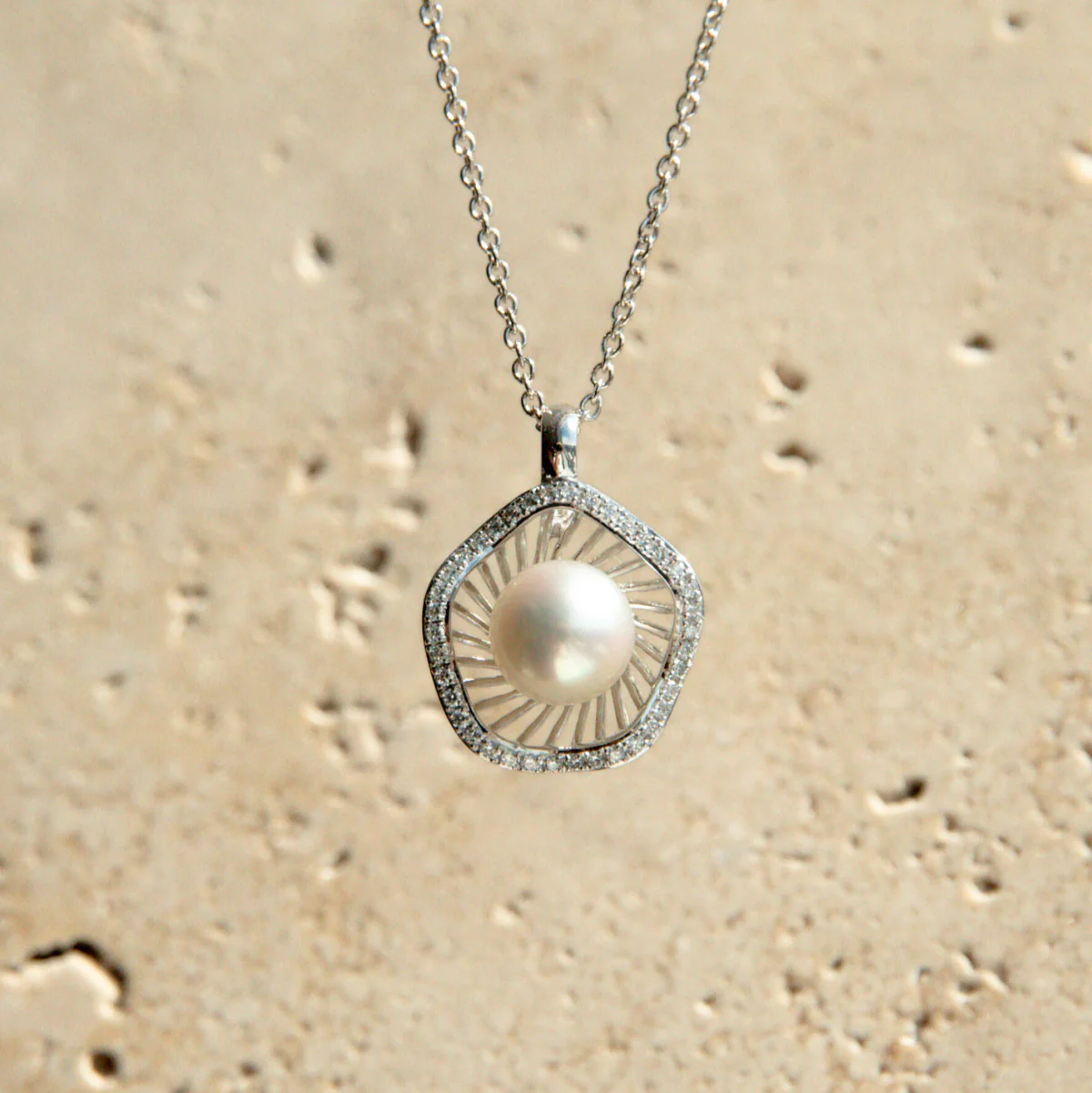 Mangrove Lily Pendant Australian Akoya Broken Bay 7mm AAA Diamonds 38=0.16ct H/SI - Image 6