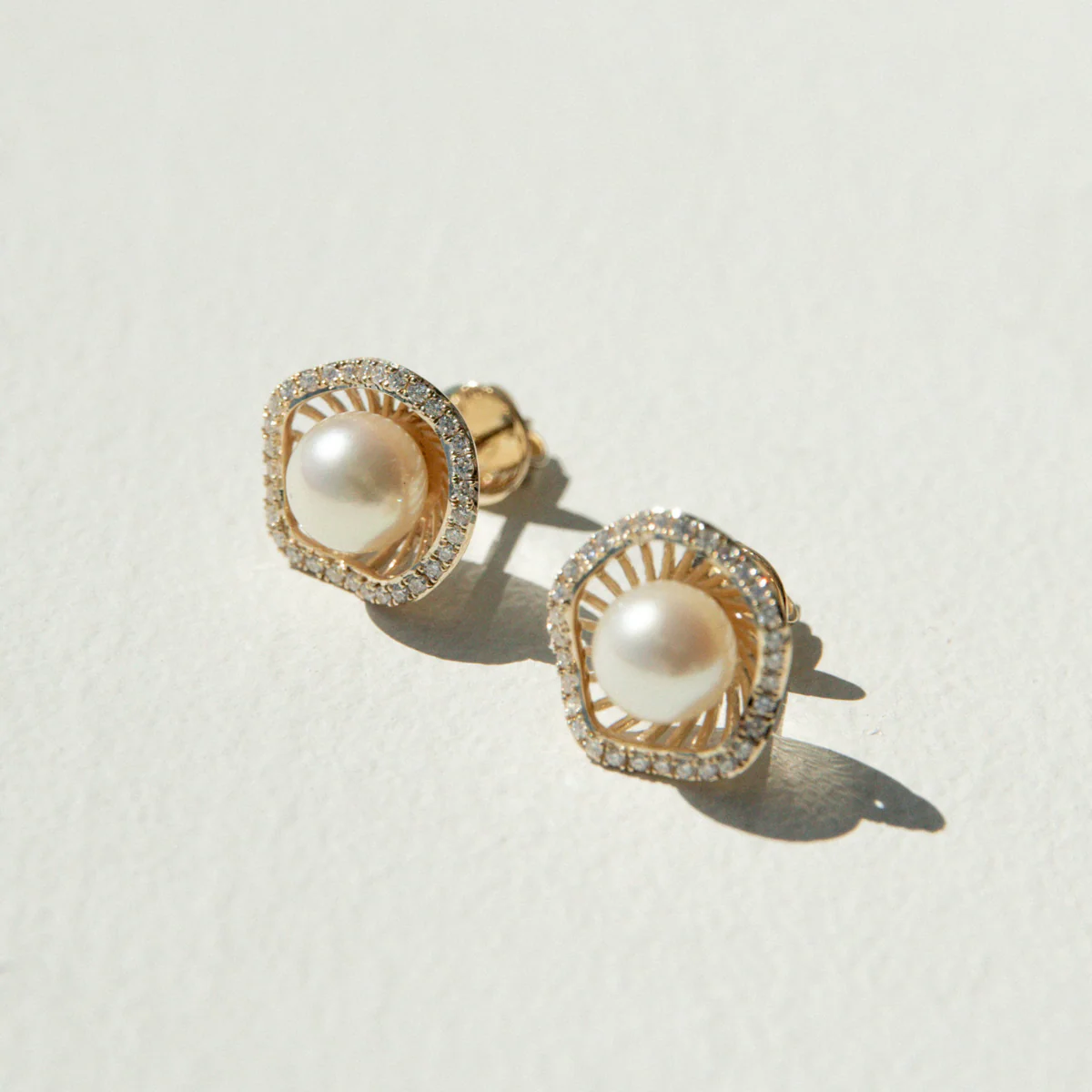 Mangrove Lily Studs Australian Akoya Broken Bay 6.5mm AAA Diamonds 76=0.31ct H/SI - Image 3