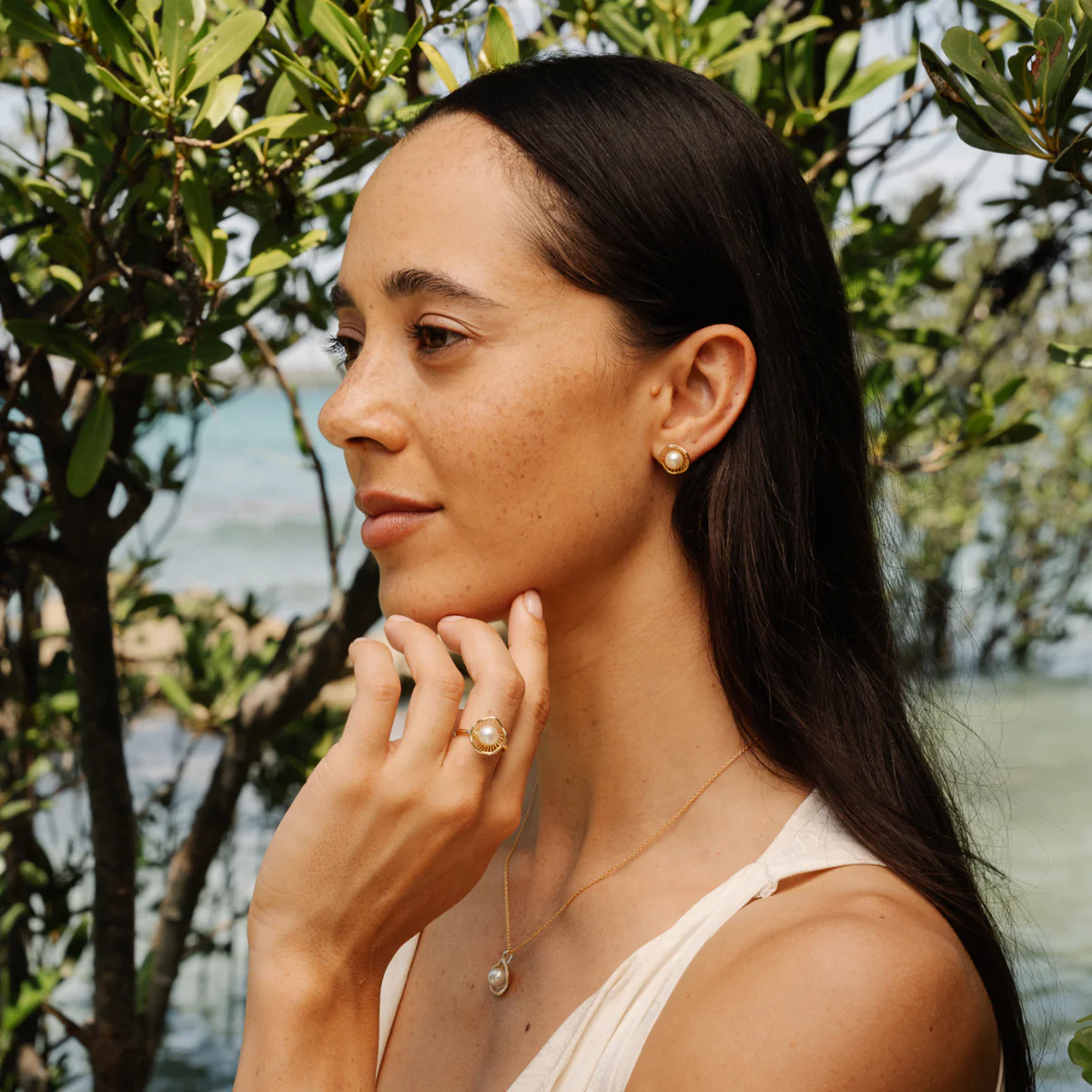 Mangrove Lily Studs Australian Akoya Broken Bay 6.5mm AAA - Image 3