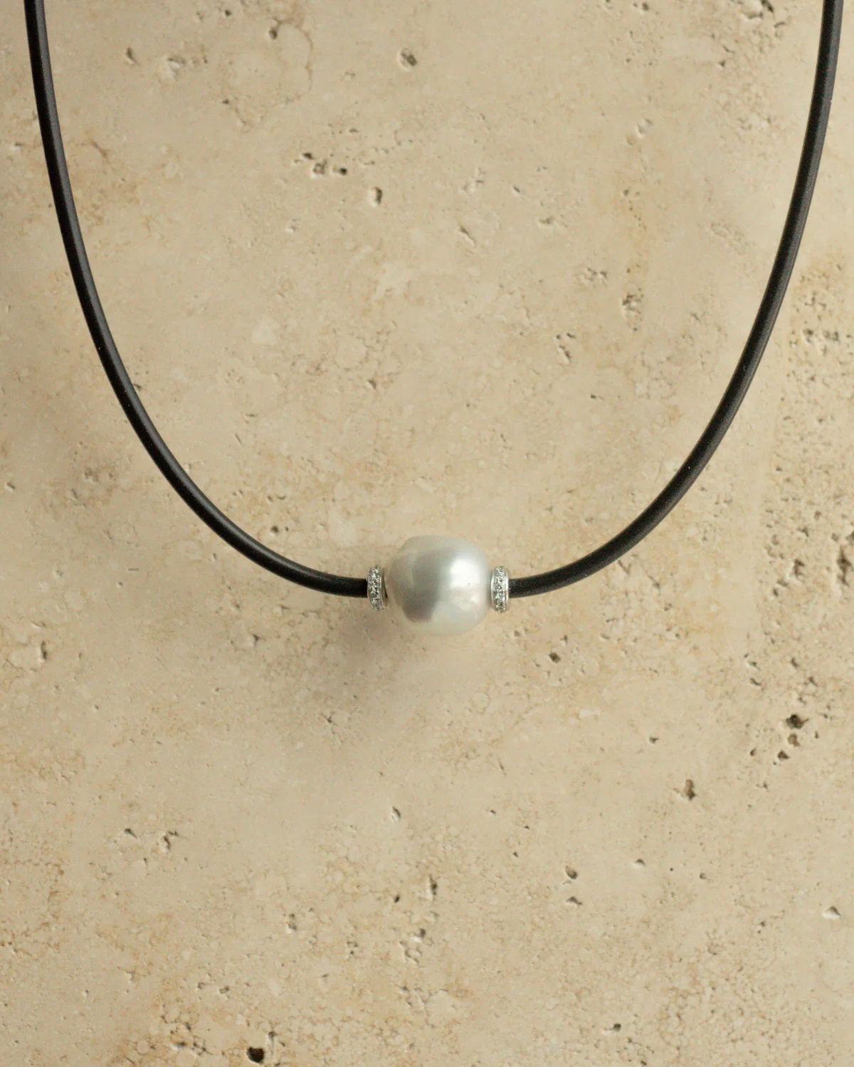 Neoprene Necklace Australian South Sea Cygnet Bay Baroque 15.5mm B1+ 9ct White Gold - Image 3