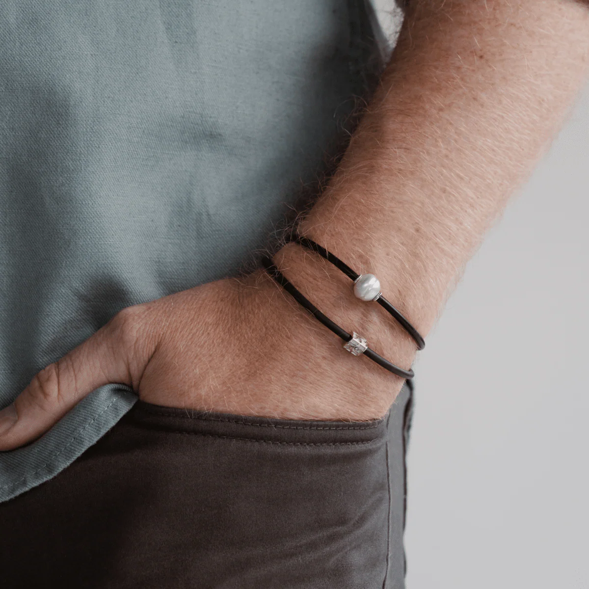 Neoprene Seagrass Bracelet Triangular Sterling Silver - Image 3