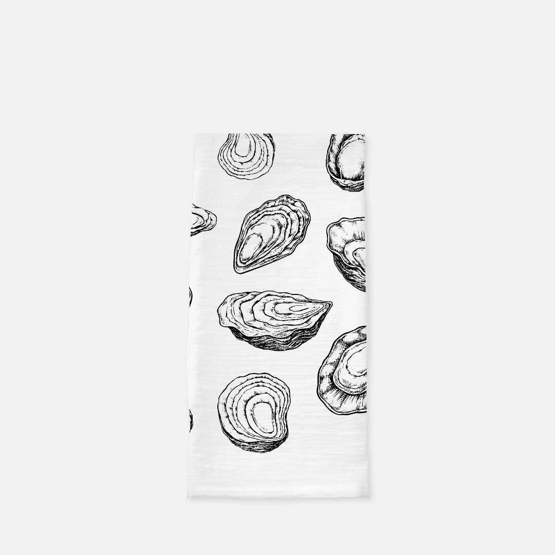 Oyster Printed 100% Cotton Kitchen Tea Towel - Image 3