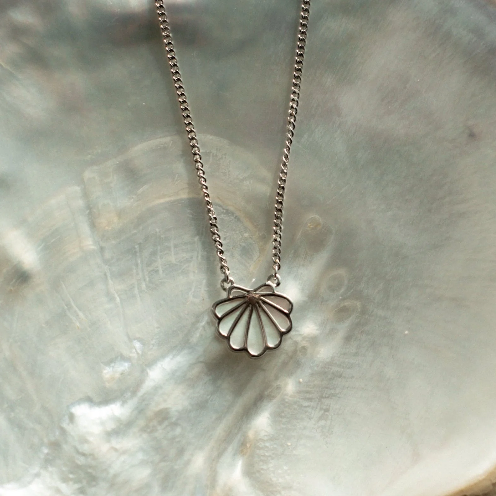 Petite Shell Necklace Australian South Sea Cygnet Bay Mother Of Pearl Sterling Silver