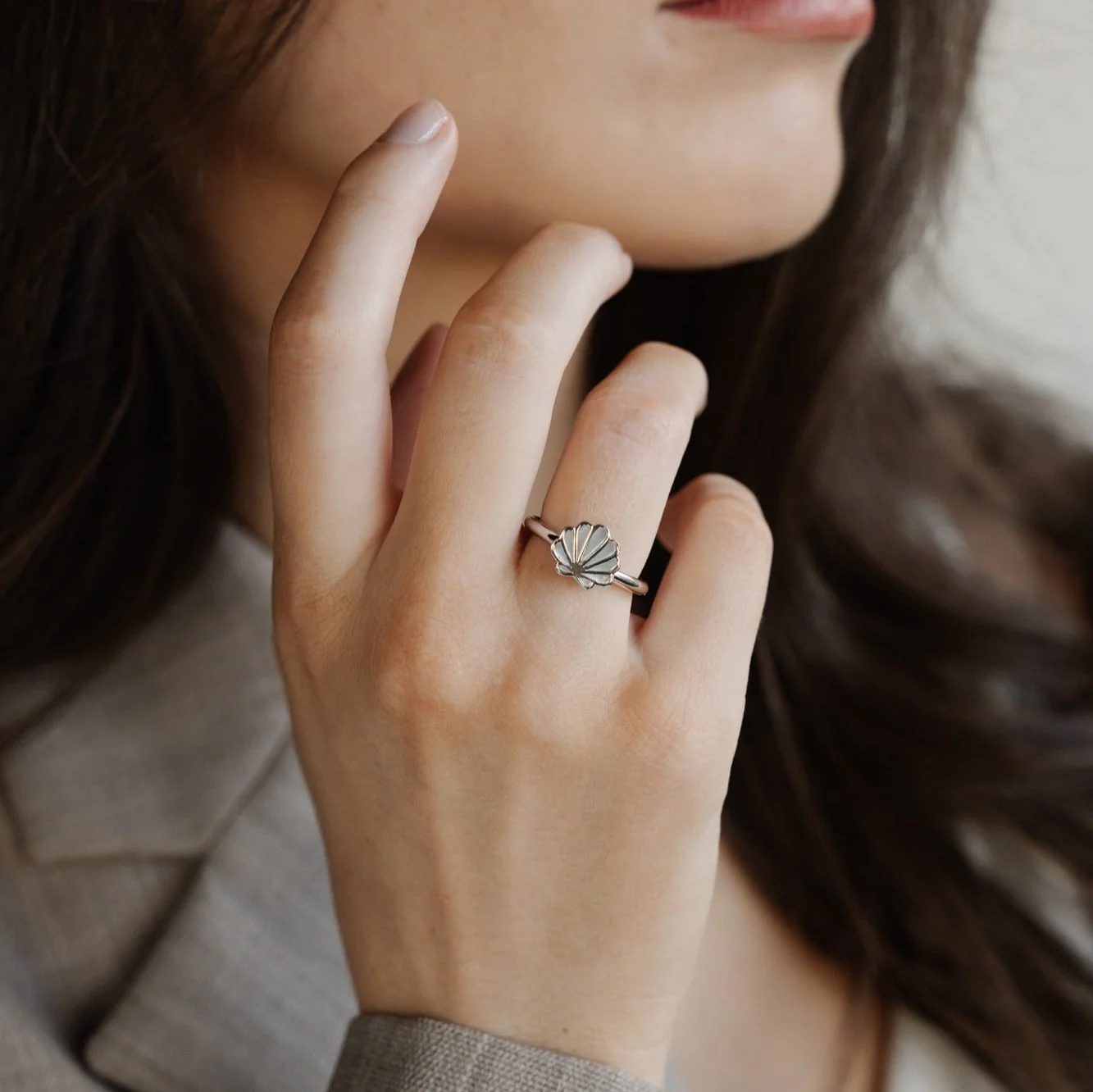 Petite Shell Ring Australian South Sea Cygnet Bay Mother Of Pearl Sterling Silver - Image 2