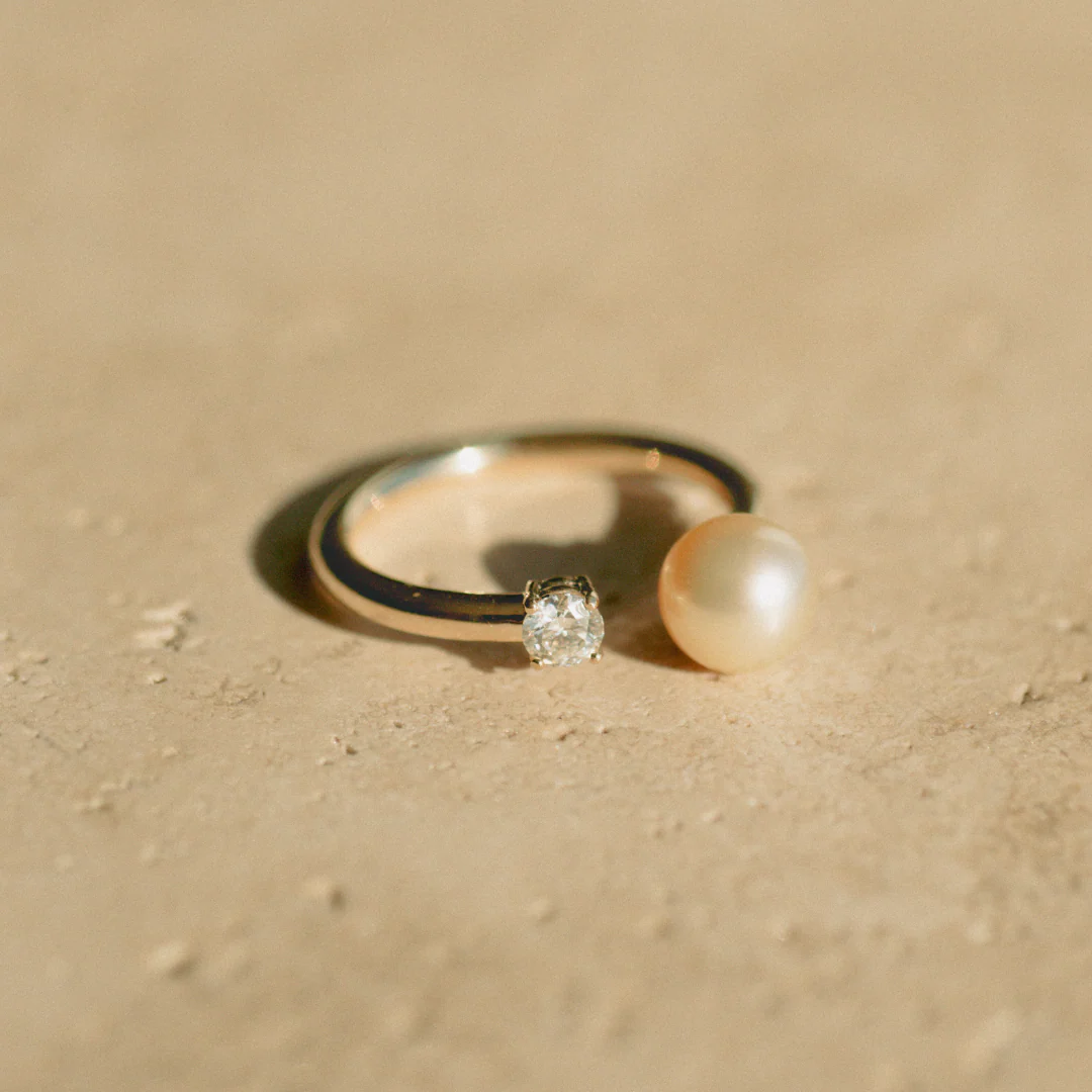 Provenance Diamond Open Pearl Ring - Image 3