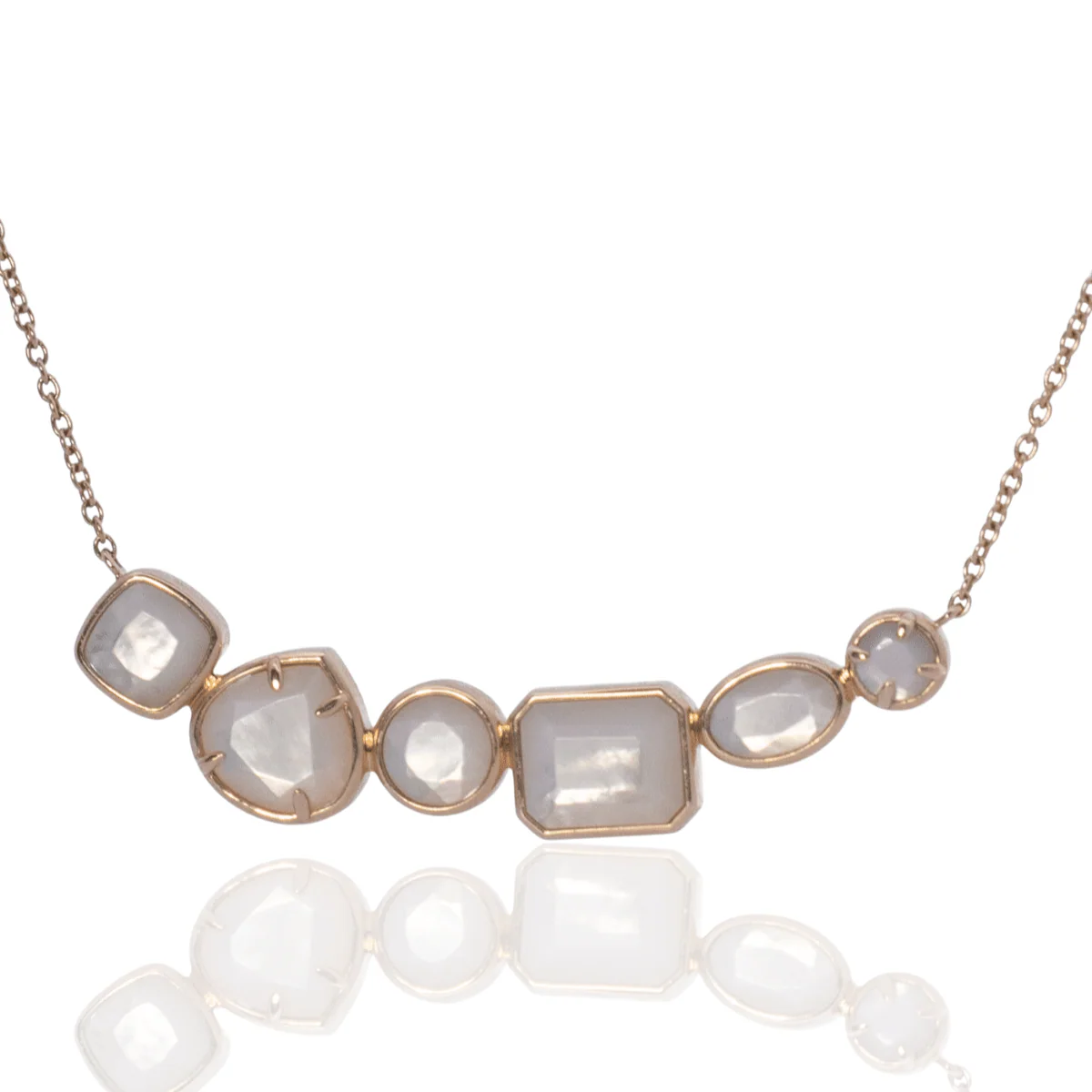 Radiance Mother Of Pearl Medley Necklace 9ct Yellow Gold - Image 6