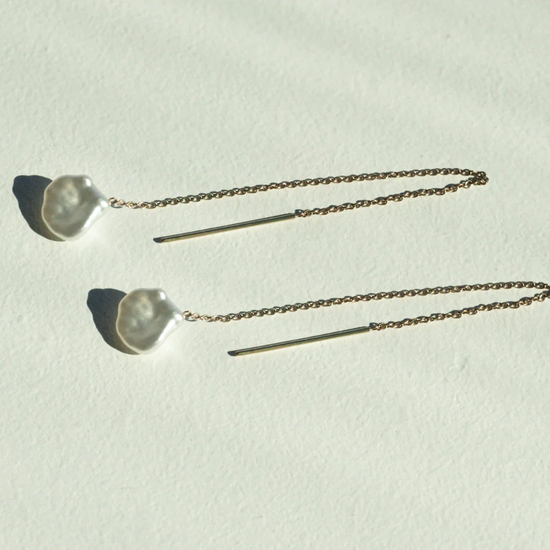 Savanna Earrings Australian South Sea Cygnet Bay Keshi 8mm A - Image 3