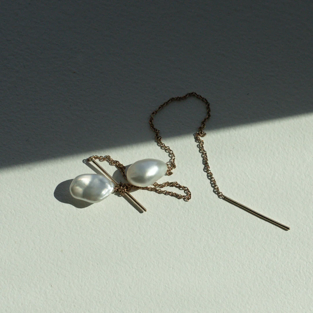 Savanna Earrings Australian South Sea Cygnet Bay Keshi 8mm A - Image 5