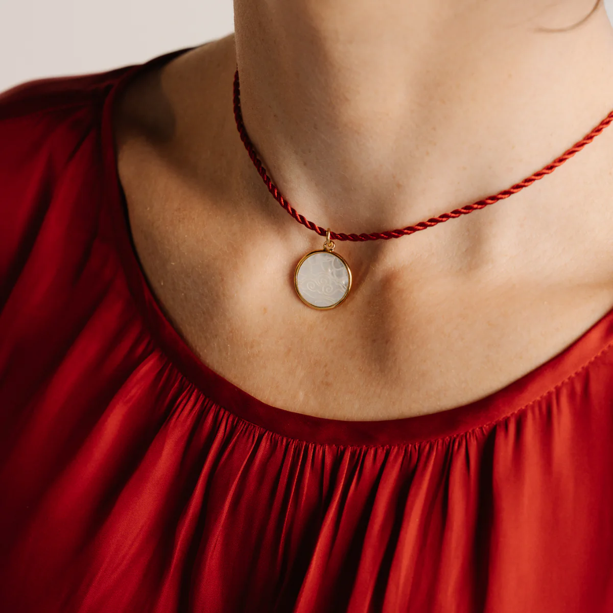 Shinju Matsuri 2025 Pendant Australian South Sea Mother of Pearl Pendant Gold Vermeil & Red Silk Cord 100cm - Image 3