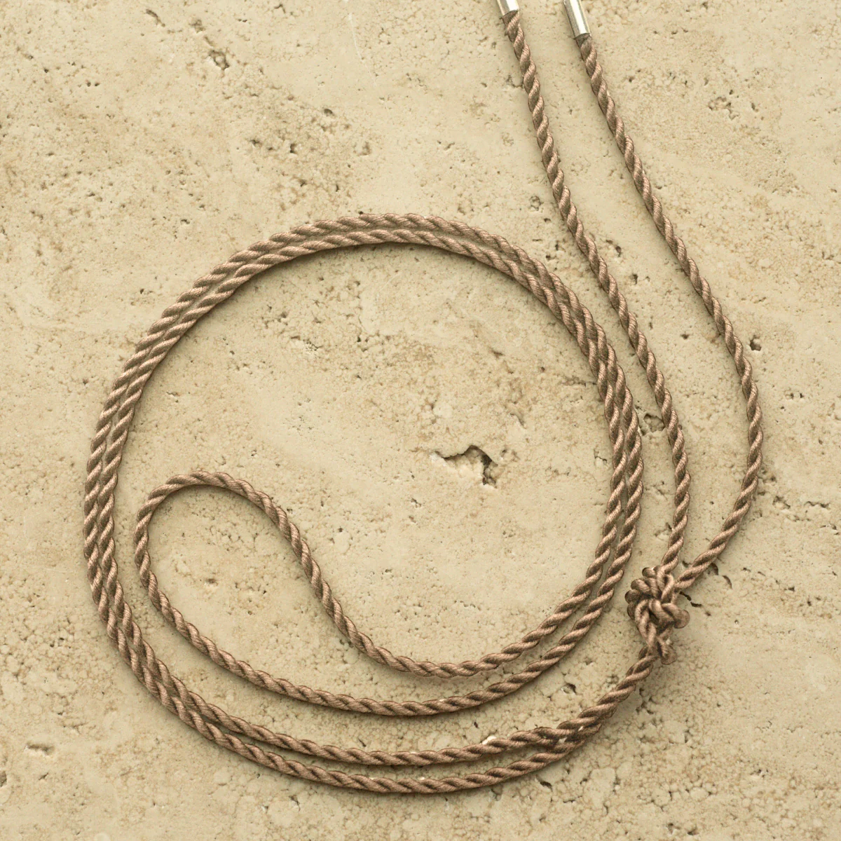 Silk Black Cord Necklace 2mm 100cm Stainless Steel - White Colour - Image 9