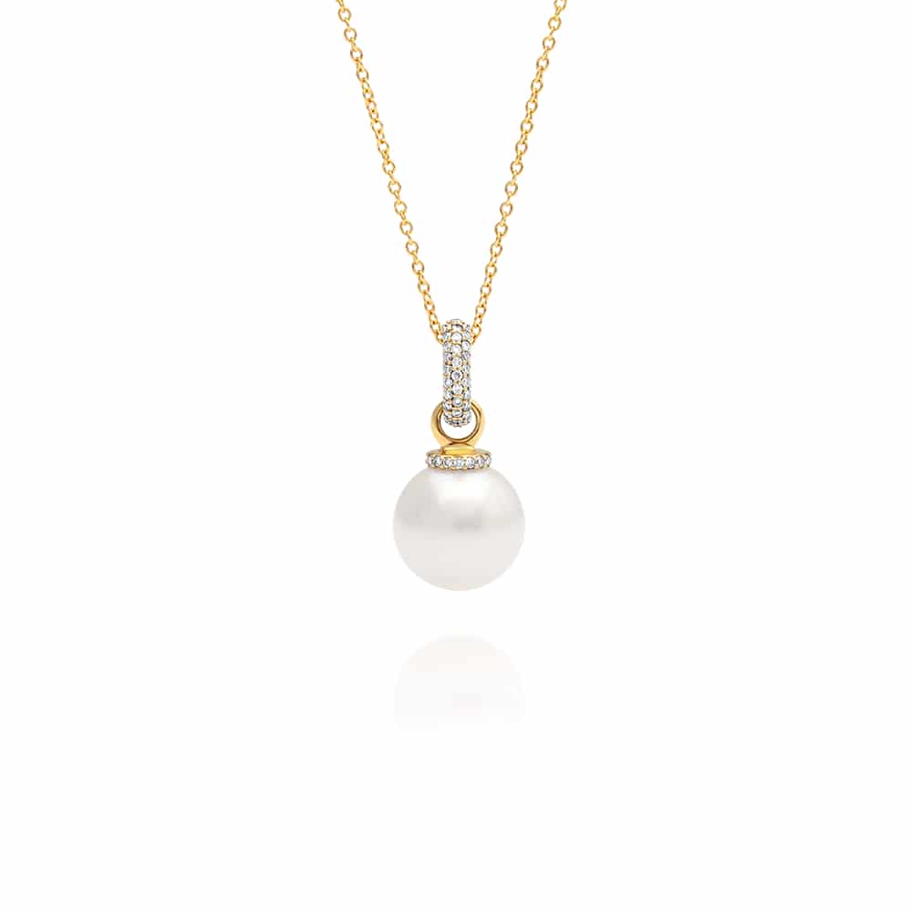 Stella Diamond Pendant and Cap Australian South Sea Cygnet Bay Round 13.5mm A2 Diamonds 54=0.73ct H/SI 18ct Yellow Gold - Image 4