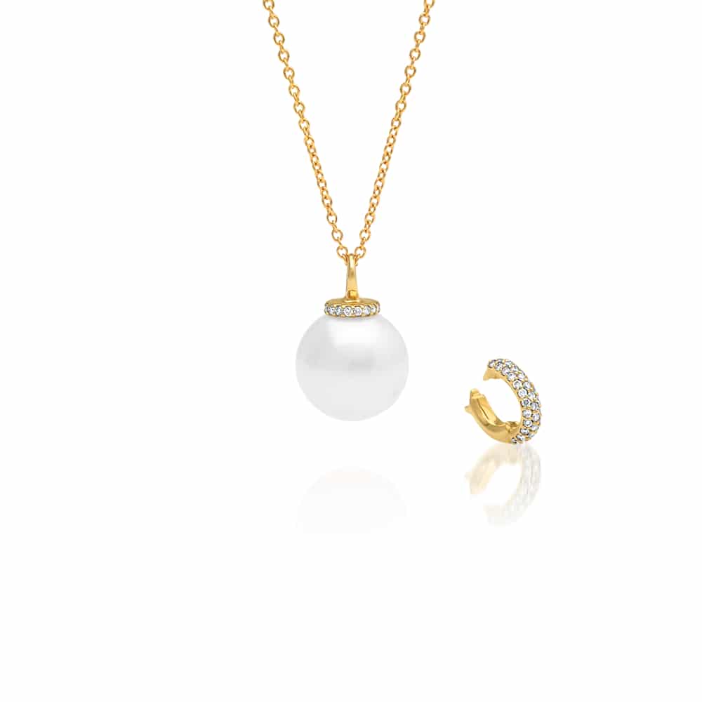 Stella Diamond Pendant and Cap Australian South Sea Cygnet Bay Round 13.5mm A2 Diamonds 54=0.73ct H/SI 18ct Yellow Gold - Image 5