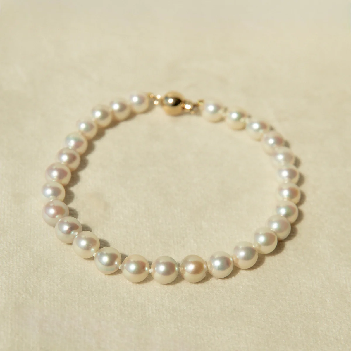 Strand Bracelet Australian Akoya Broken Bay 6.5mm AA 27pc 9ct Yellow Gold 20.5cm - Image 2