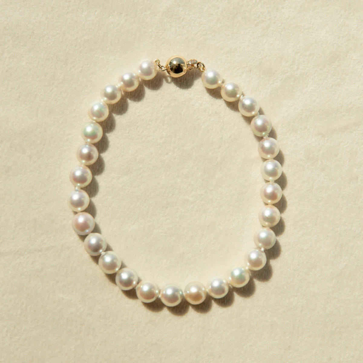 Strand Bracelet Australian Akoya Broken Bay 6.5mm AA 27pc 9ct Yellow Gold 20.5cm - Image 3