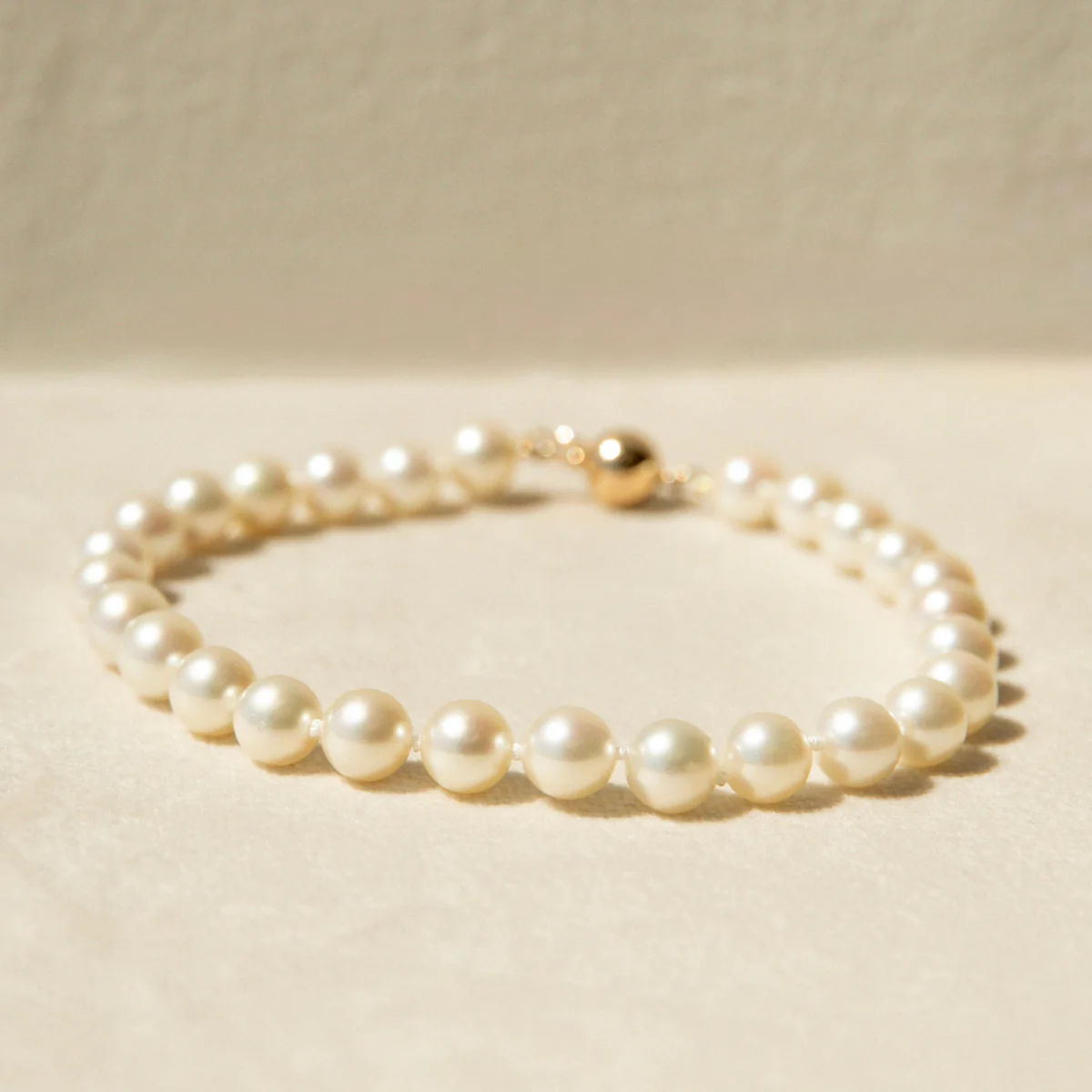 Strand Bracelet Australian Akoya Broken Bay 6.5mm AAA 27pc 18ct Yellow Gold 21cm - Image 2
