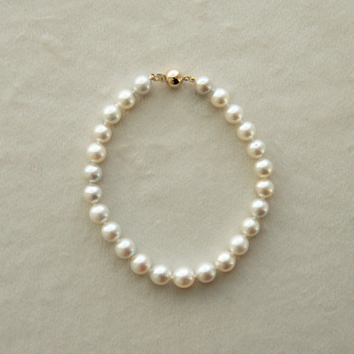 Strand Bracelet Australian Akoya Broken Bay 7-7.5mm AA 25pc 9ct Yellow Gold 21cm - Image 2
