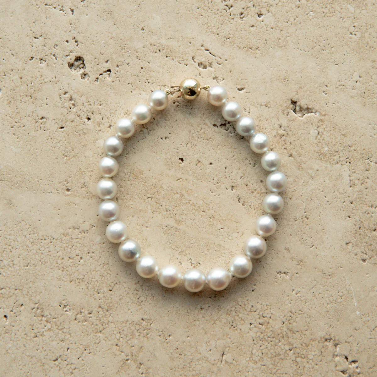 Strand Bracelet Australian Akoya Broken Bay 7-8mm AA 23pc 9ct Yellow Gold - Image 2