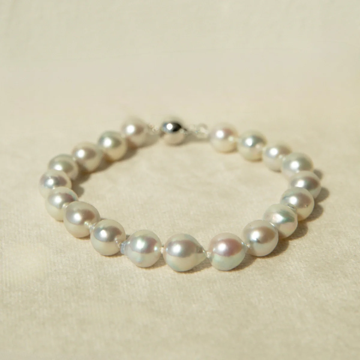Strand Bracelet Australian Akoya Broken Bay Baroque 8mm AA 19pc 9ct White Gold 19.5cm - Image 2