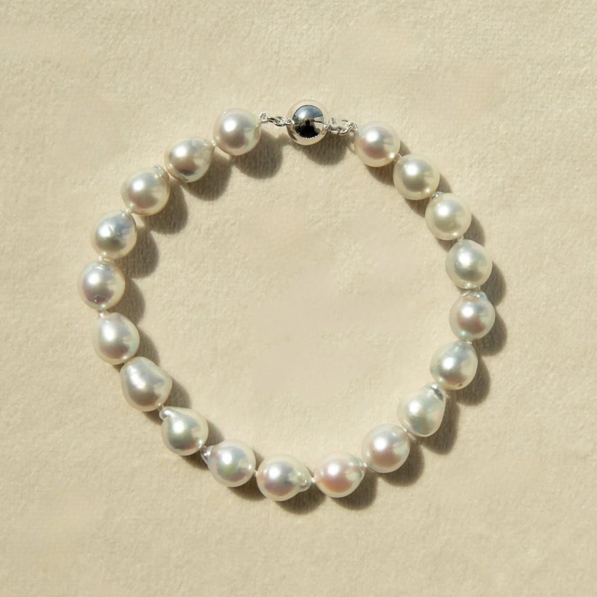 Strand Bracelet Australian Akoya Broken Bay Baroque 8mm AA 19pc 9ct White Gold 19.5cm - Image 3