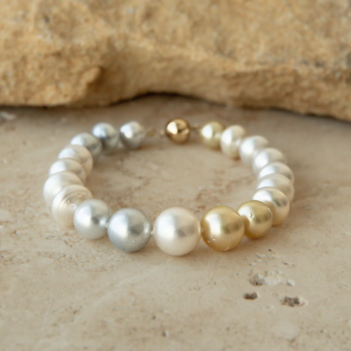 Strand Bracelet Australian South Sea Cygnet Bay Mixed Shape 8.5 - 12mm B1 - B2 19pc 19cm 9ct Yellow Gold - Image 2