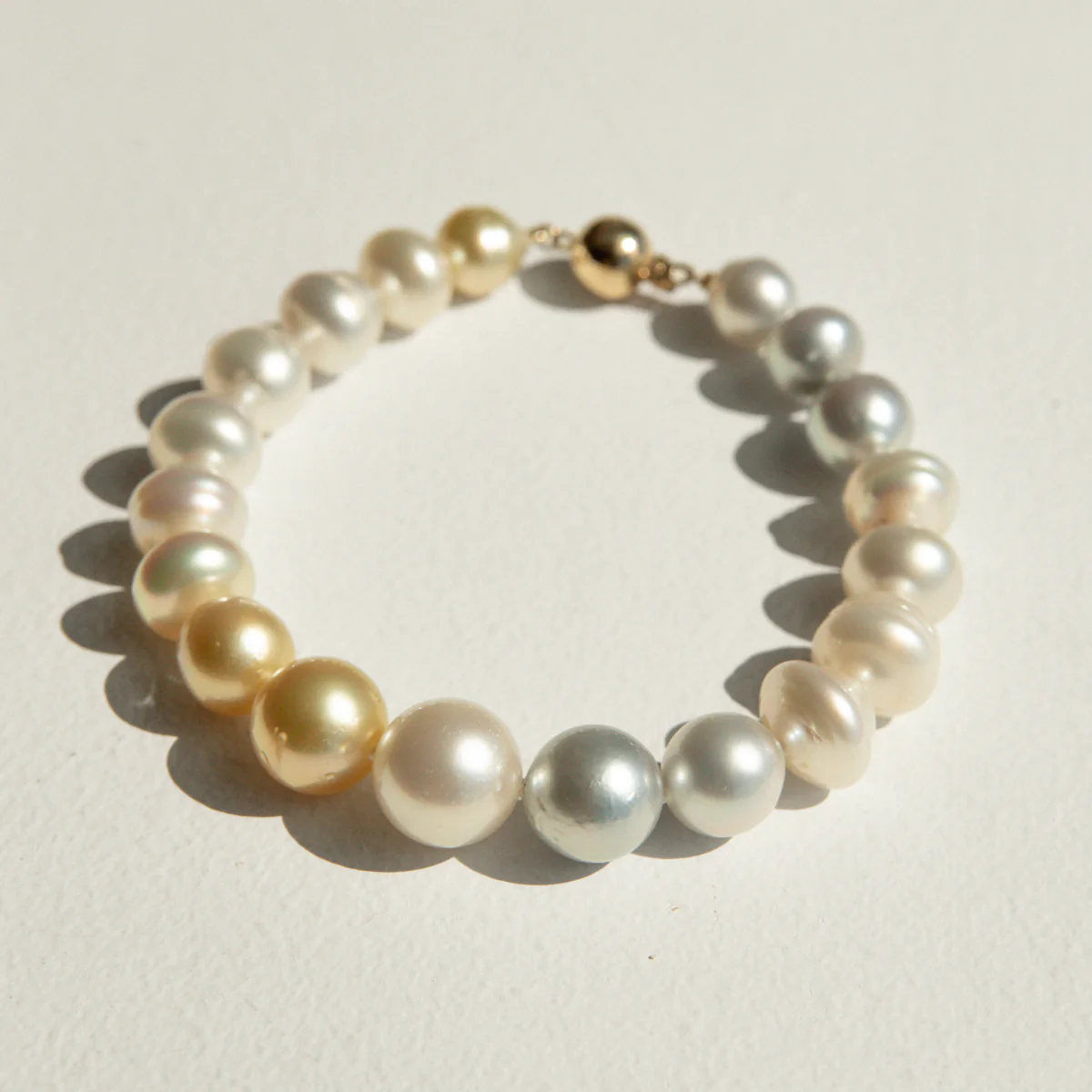 Strand Bracelet Australian South Sea Cygnet Bay Mixed Shape 8.5 - 12mm B1 - B2 19pc 19cm 9ct Yellow Gold - Image 3
