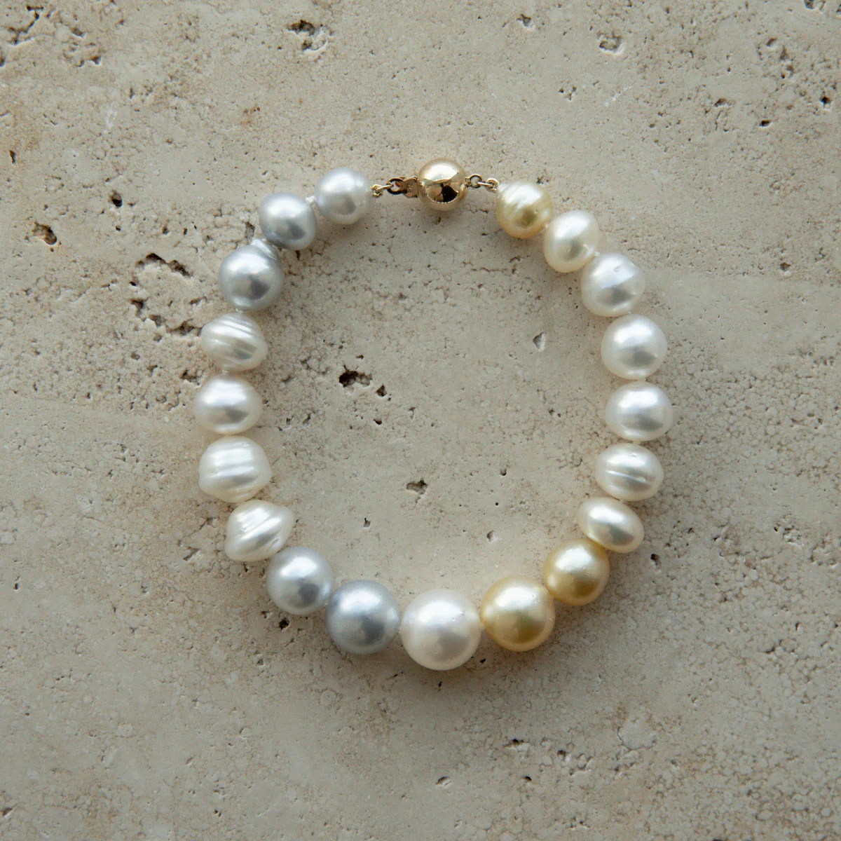 Strand Bracelet Australian South Sea Cygnet Bay Mixed Shape 8.5 - 12mm B1 - B2 19pc 19cm 9ct Yellow Gold - Image 4