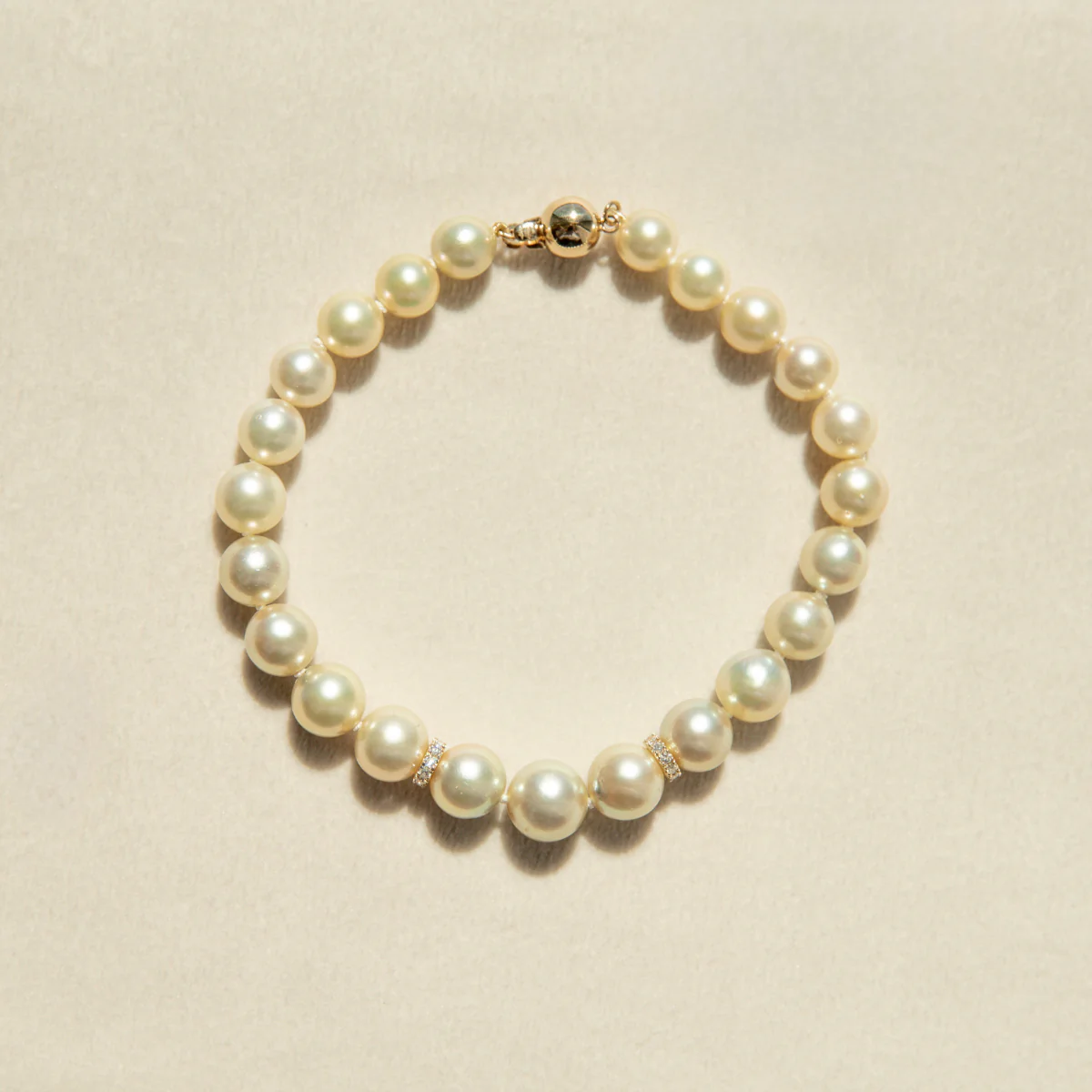 Strand Bracelet Eternal Diamond Australian Akoya Broken Bay 6.5mm - 9mm AA 21pc 22=0.22ct H/SI 18ct Yellow Gold 19.5cm - Image 4