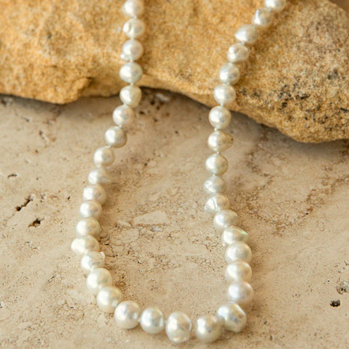 Strand Necklace Australian Akoya Broken Bay 6.5mm White AAA 55pc 9ct White Gold 39.5cm