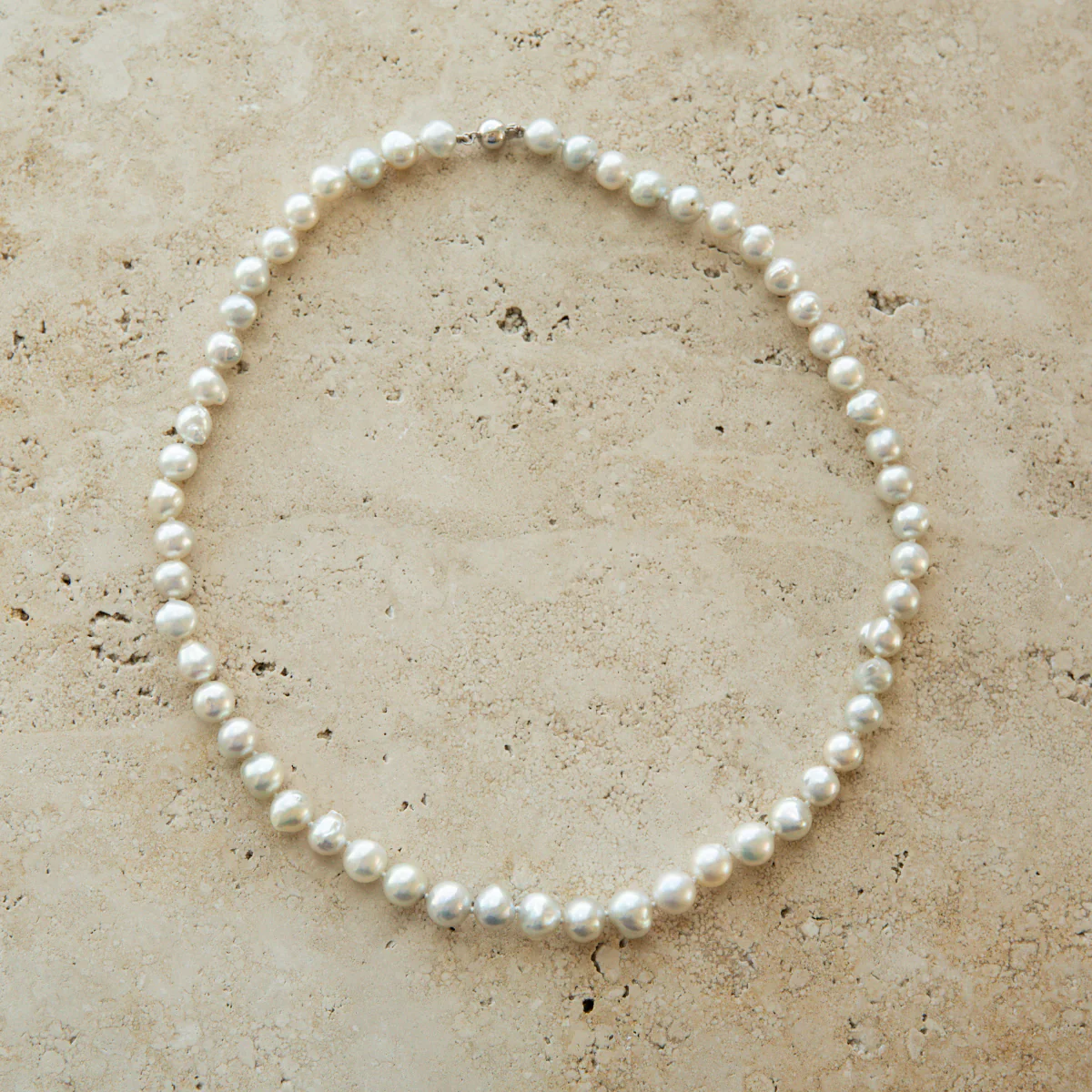 Strand Necklace Australian Akoya Broken Bay 6.5mm White AAA 55pc 9ct White Gold 39.5cm - Image 2
