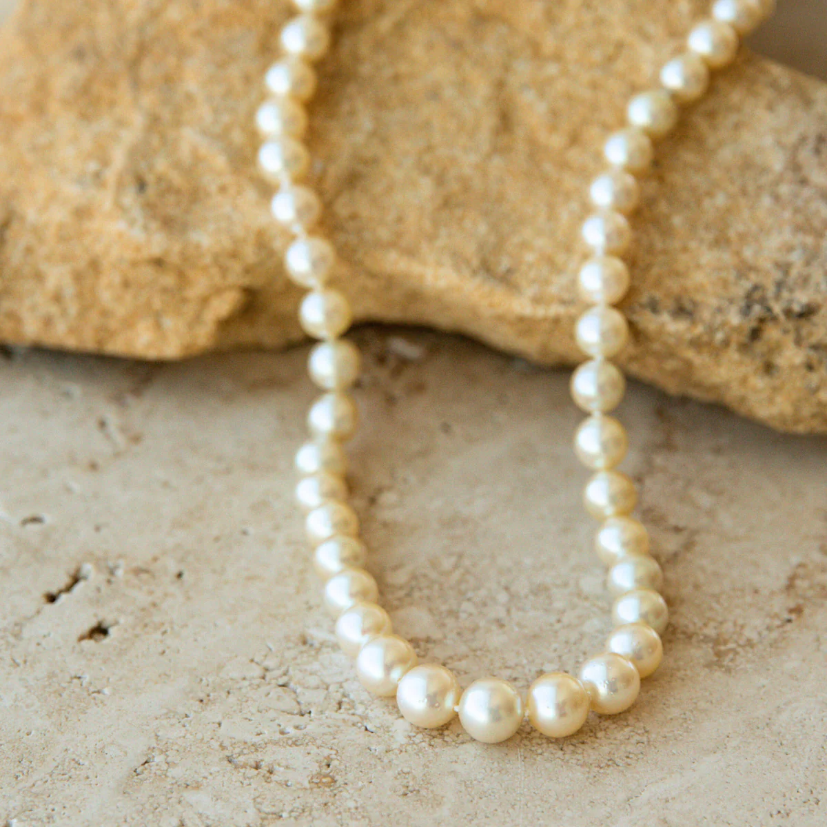 Strand Necklace Australian Akoya Broken Bay 7mm - 8.5mm AAA 53pc 9ct Yellow Gold 44cm