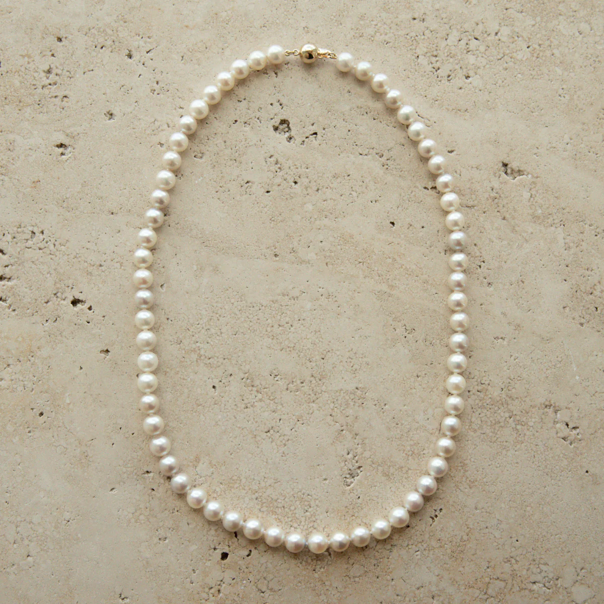 Strand Necklace Australian Akoya Broken Bay White Pink 6.5mm AA 61pc 44cm 9ct Yellow Gold - Image 2